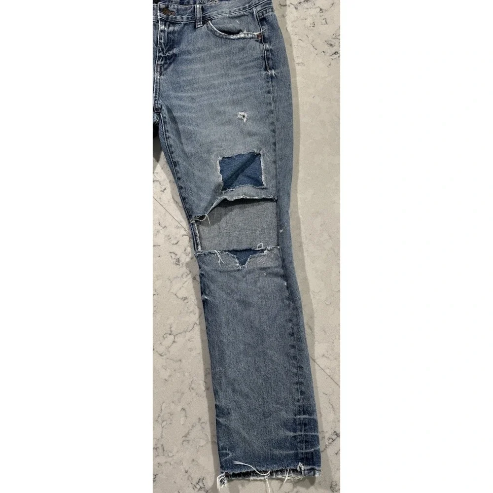 J.Crew Broken In Boyfriend Jeans Womens 28 Distressed Slim Straight Blue B0718
